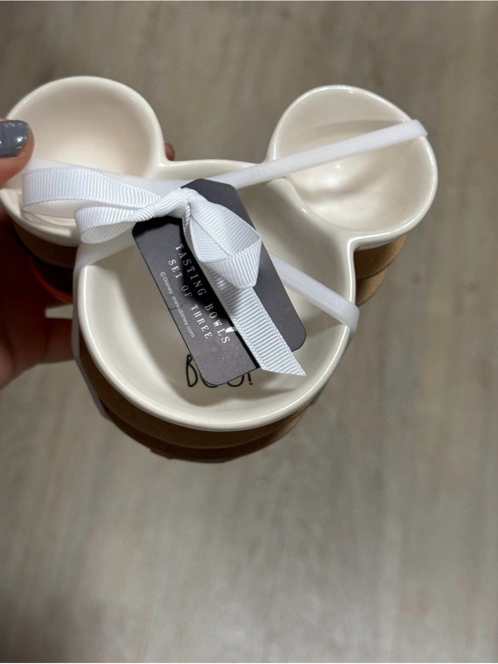 Stackable Ceramic Mickey Ears Dipping Bowls - Cream